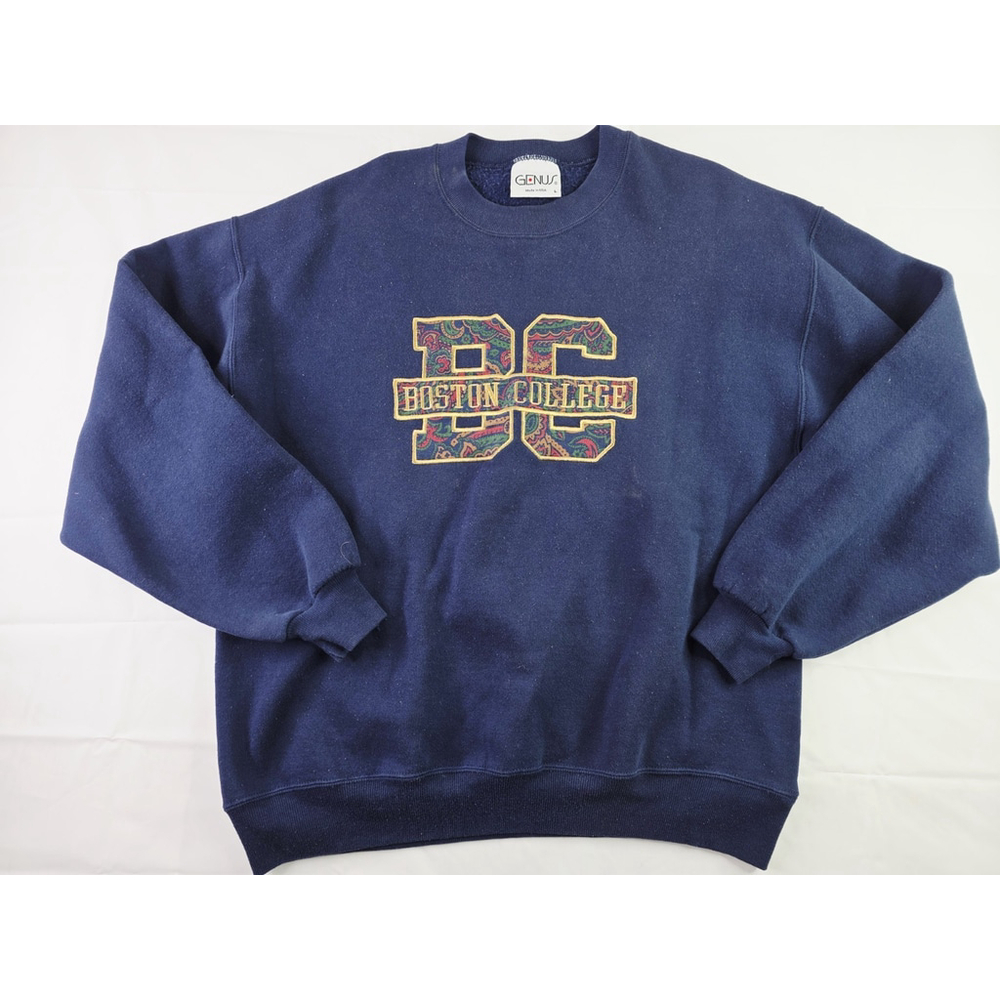 Vintage 90's Boston College University Sweatshirt Made In USA Navy Blue Size L